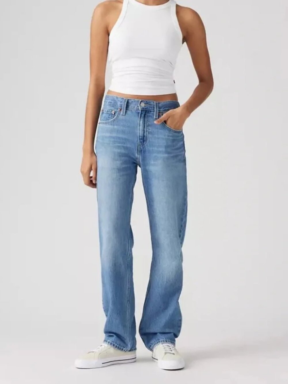 Levi's Low Pro Straight Jeans Light Wash 100% Cotton Denim Relaxed Fit Size 29